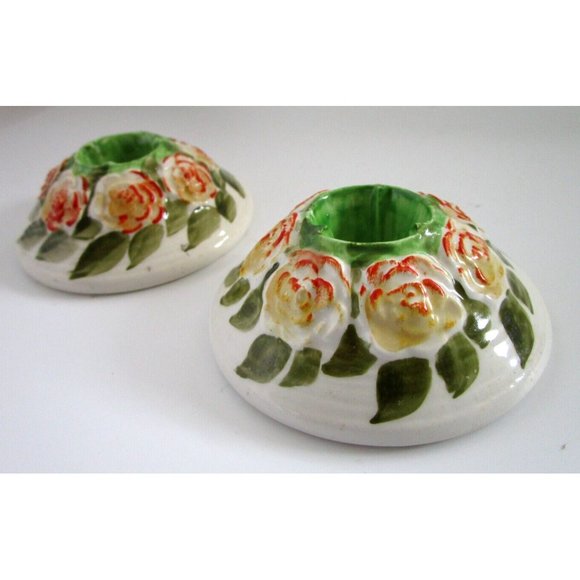 Wilkinson Royal Staffordshire Pottery England - Pair (2) Floral Candlesticks VTG - Picture 5 of 11